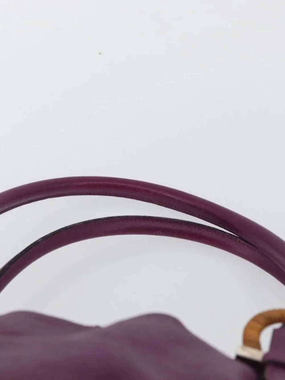 Salvatore Ferragamo Gancini Hand Bag Leather Purple Silver Auth LNZ629